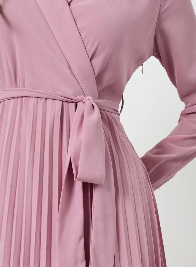 Styli Women Pink Pleated Maxi Dress